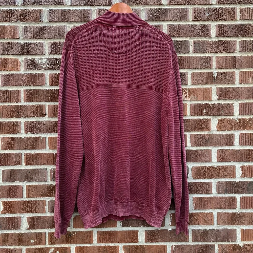 Tommy Bahama Half Zip Cotton Sweater Maroon Red Size XL Quarter Zip